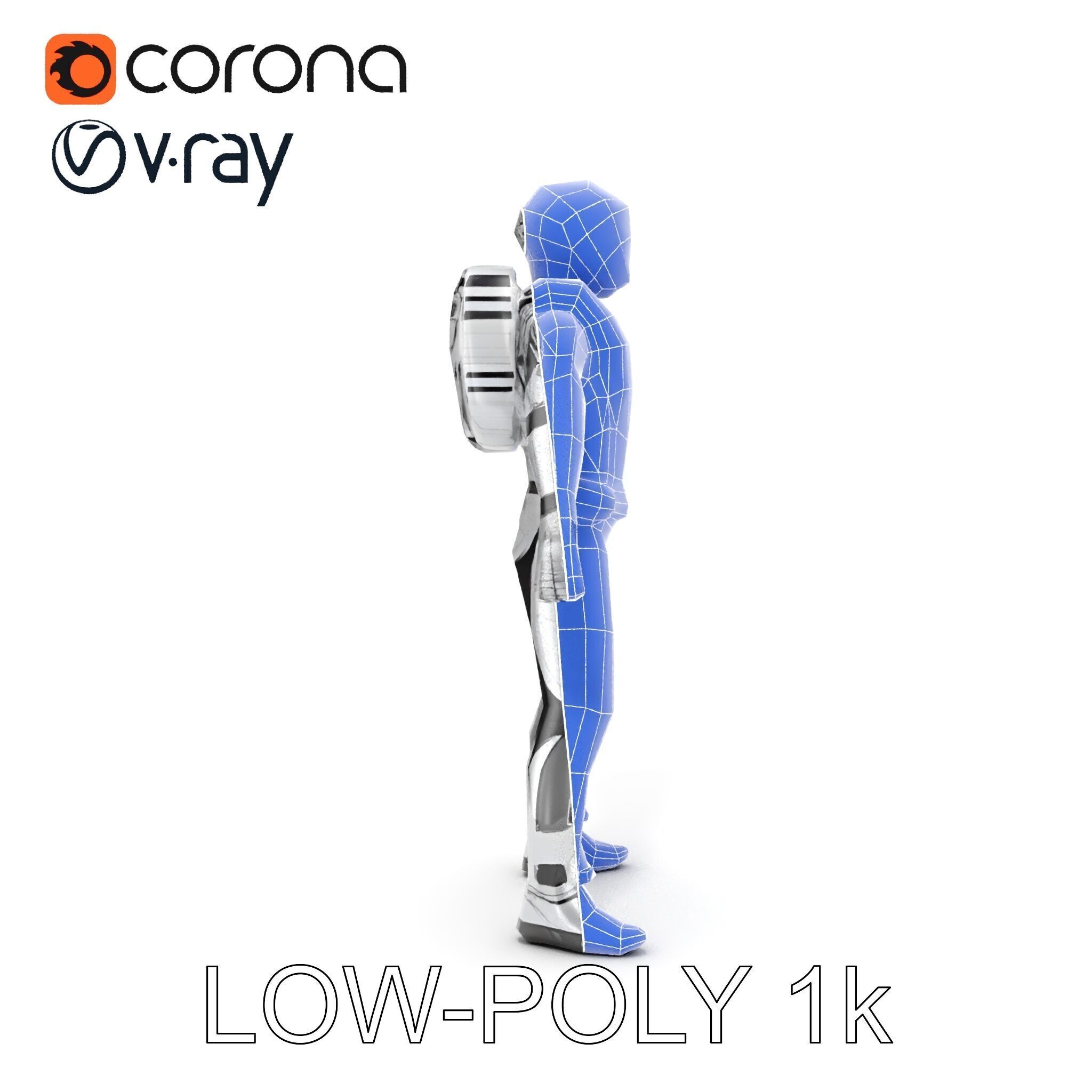 Futuristic Armored Space Explorer D Character Model Low-poly 3D model_24