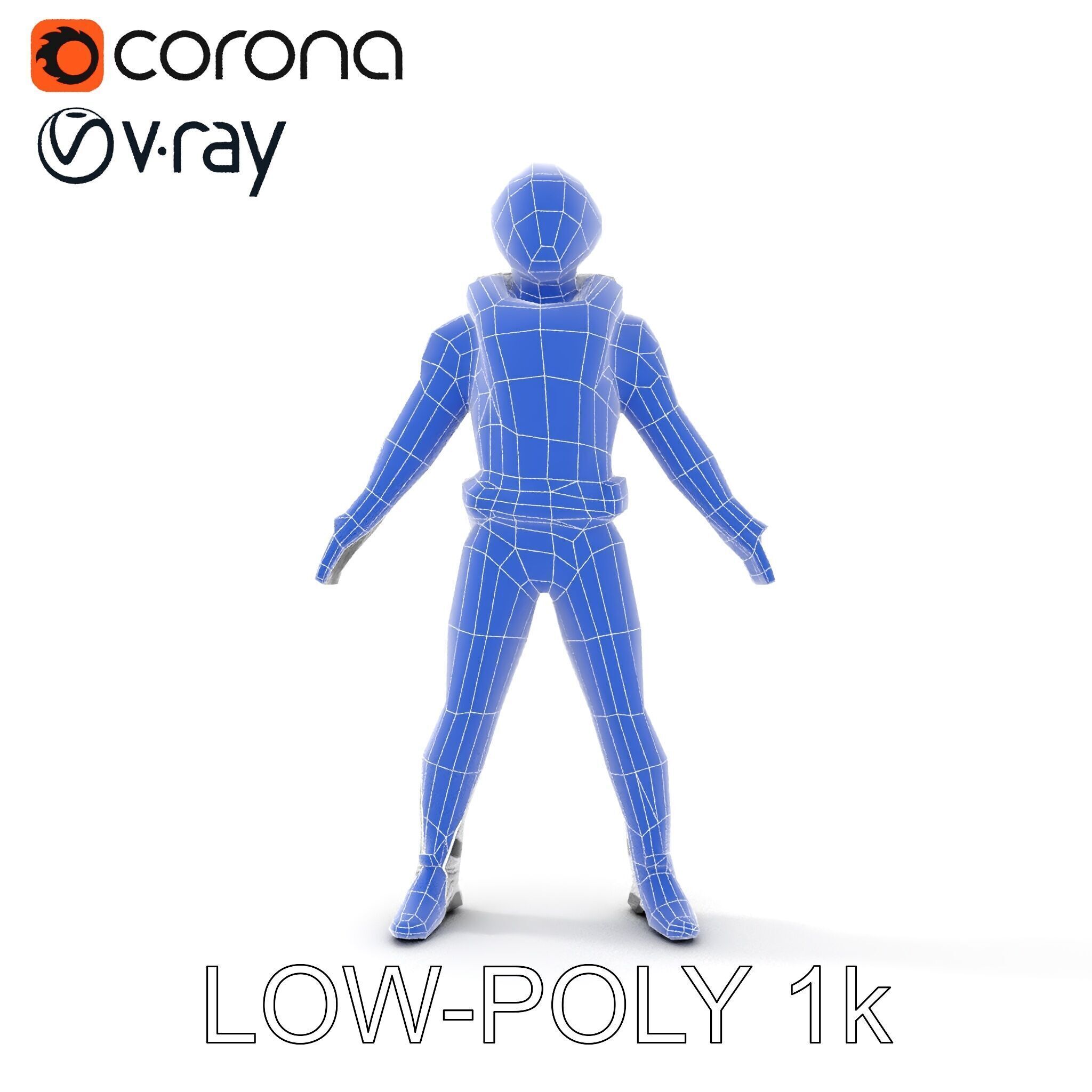 Futuristic Armored Space Explorer D Character Model Low-poly 3D model_10