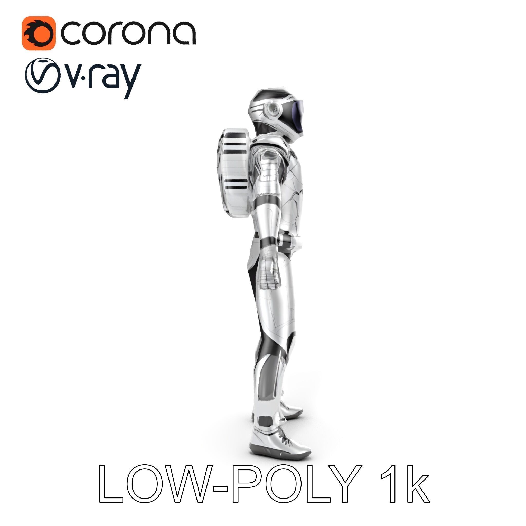 Futuristic Armored Space Explorer D Character Model Low-poly 3D model_33