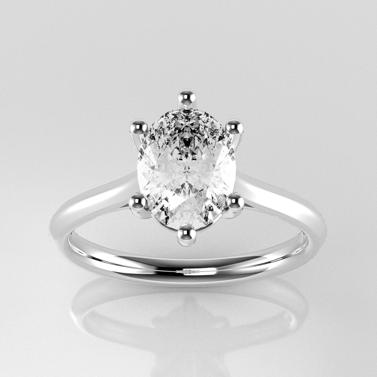 Classic Shoulder Solitaire Ring - Oval Shape - 100 ct points 3D print model_1