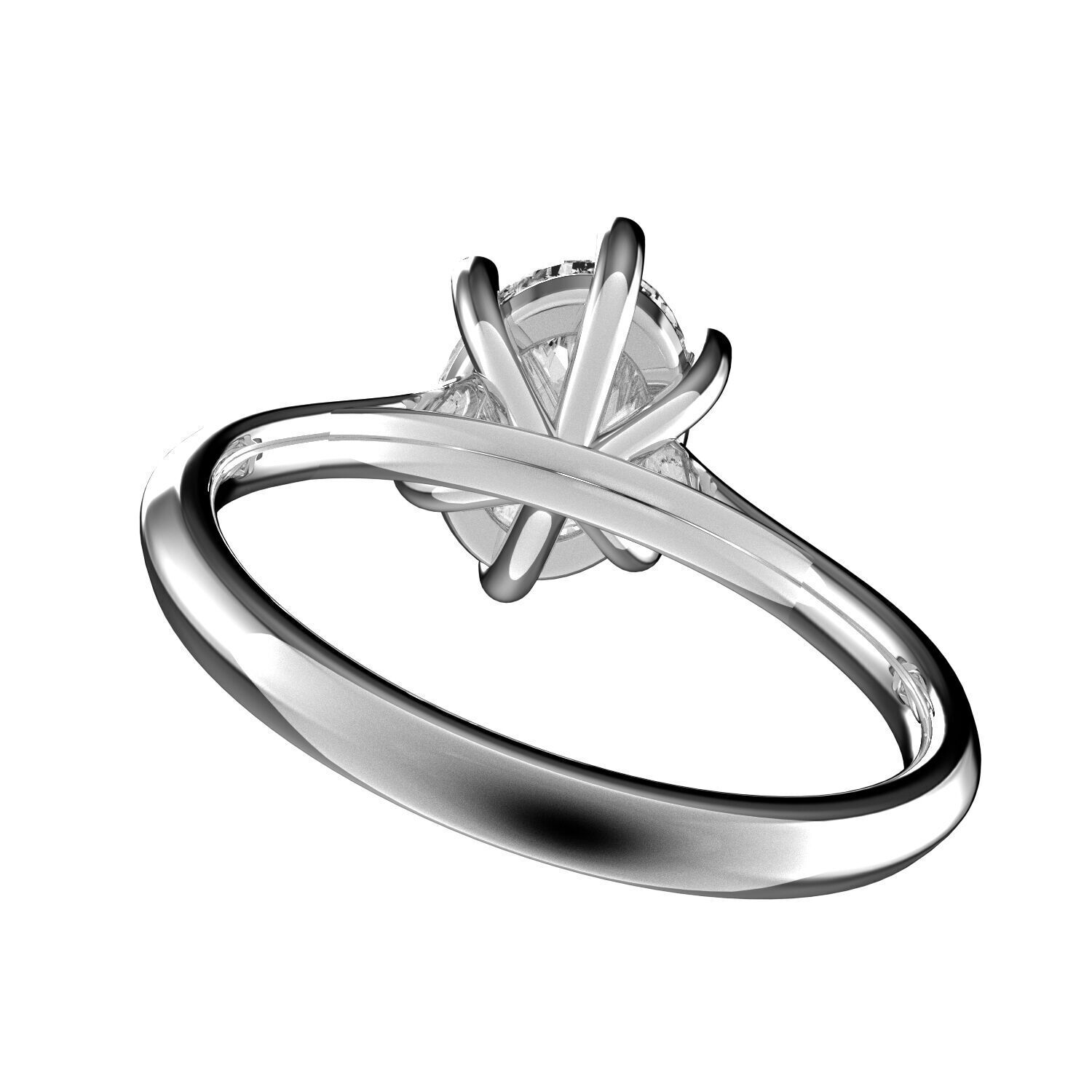 Classic Shoulder Solitaire Ring - Oval Shape - 100 ct points 3D print model_4