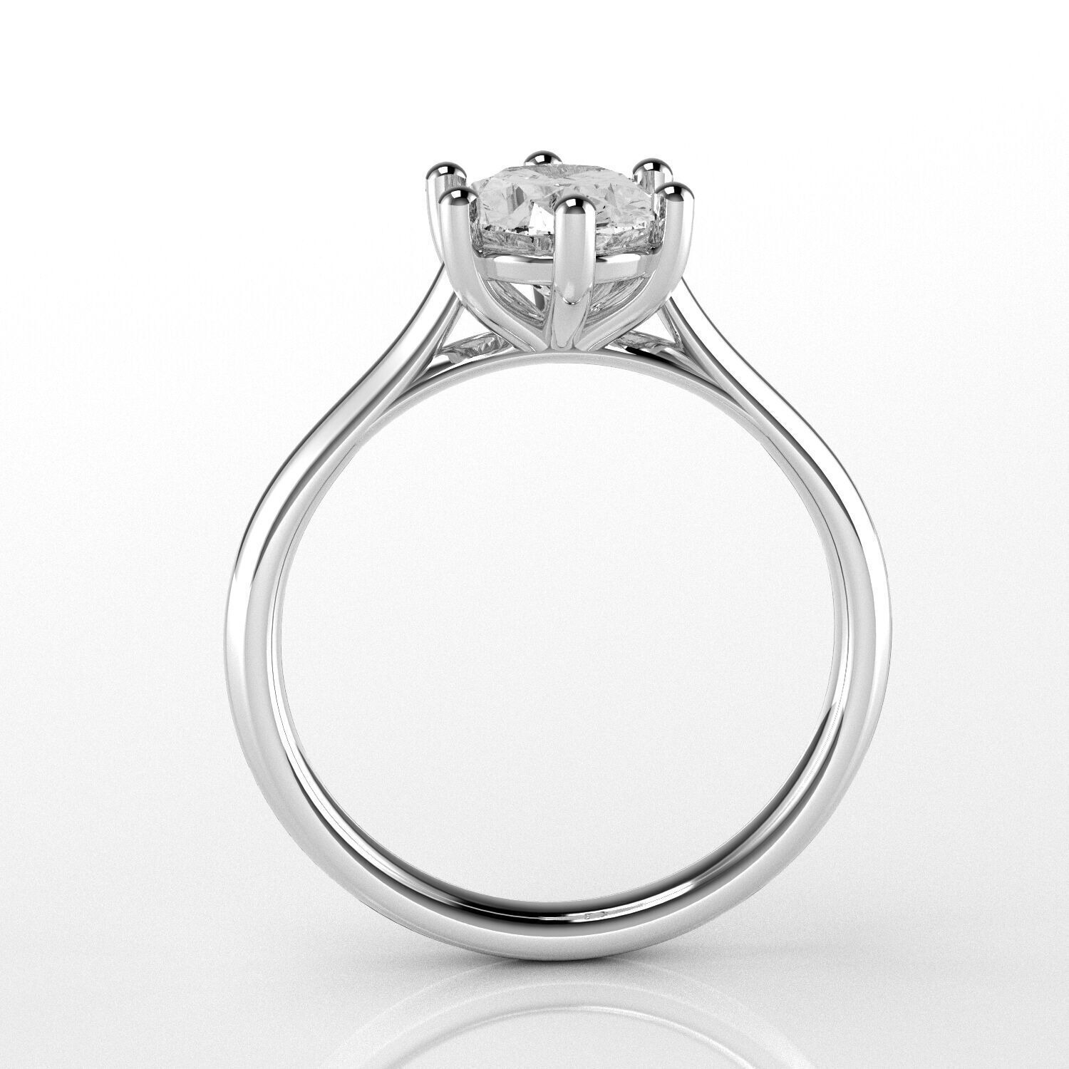 Classic Shoulder Solitaire Ring - Oval Shape - 100 ct points 3D print model_2