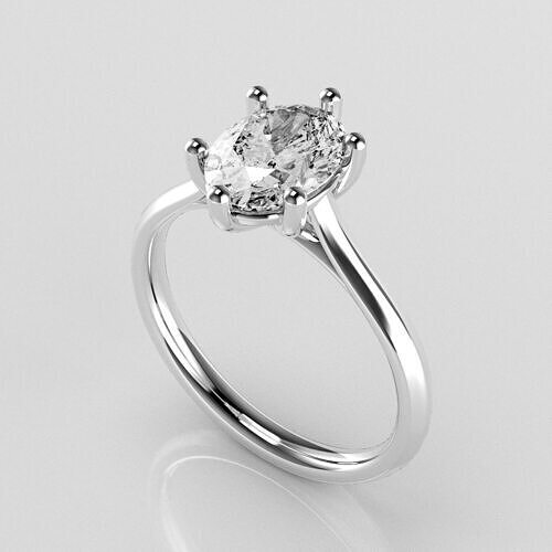 Classic Shoulder Solitaire Ring - Oval Shape - 100 ct points 3D print model