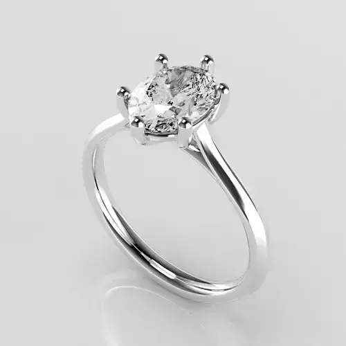 Classic Shoulder Solitaire Ring - Oval Shape - 100 ct points 3D print model