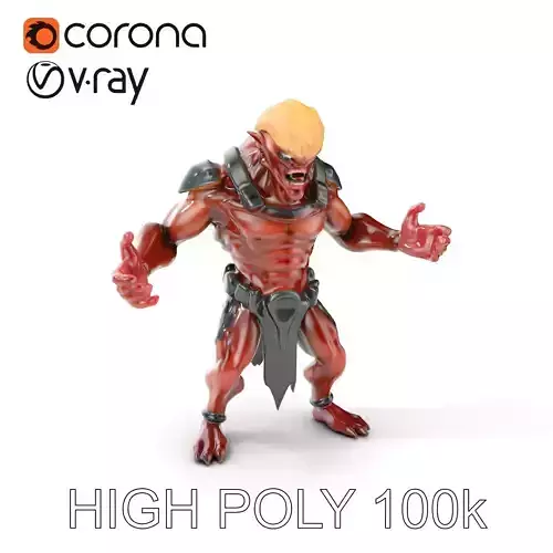 Fierce Orc Warrior D Model  Game Ready  Fully Rigged