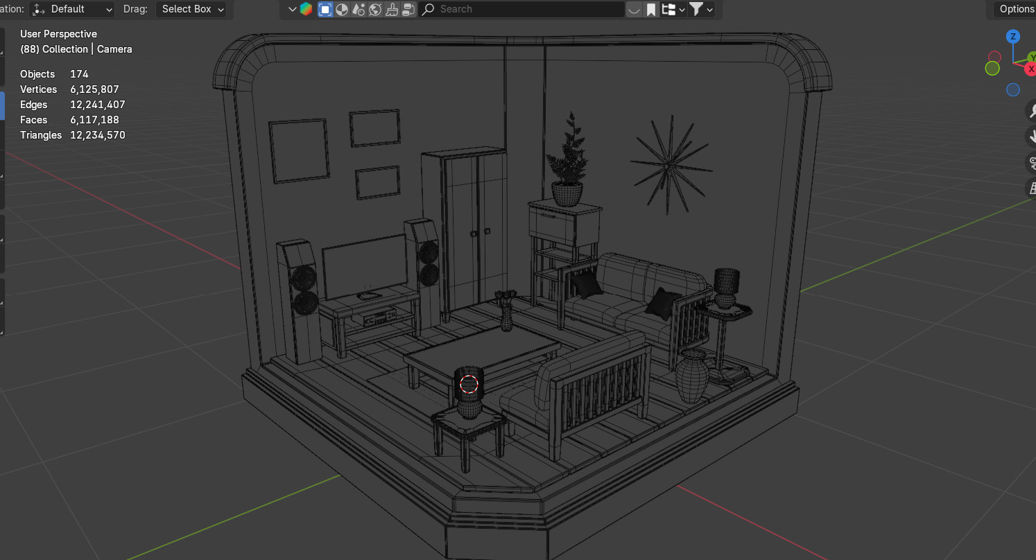 Isometric Cozy Living Room Low Poly 3D Scene Low-poly 3D model_13