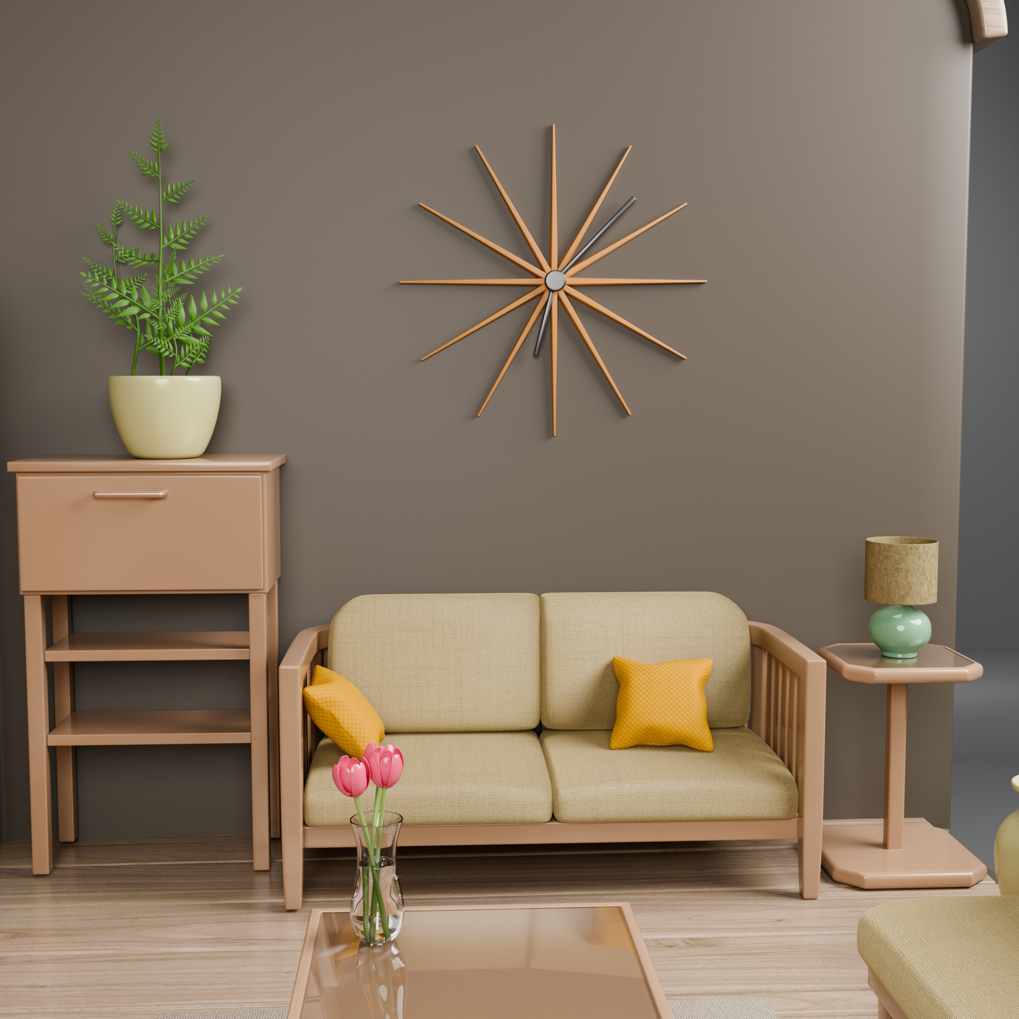 Isometric Cozy Living Room Low Poly 3D Scene Low-poly 3D model_10
