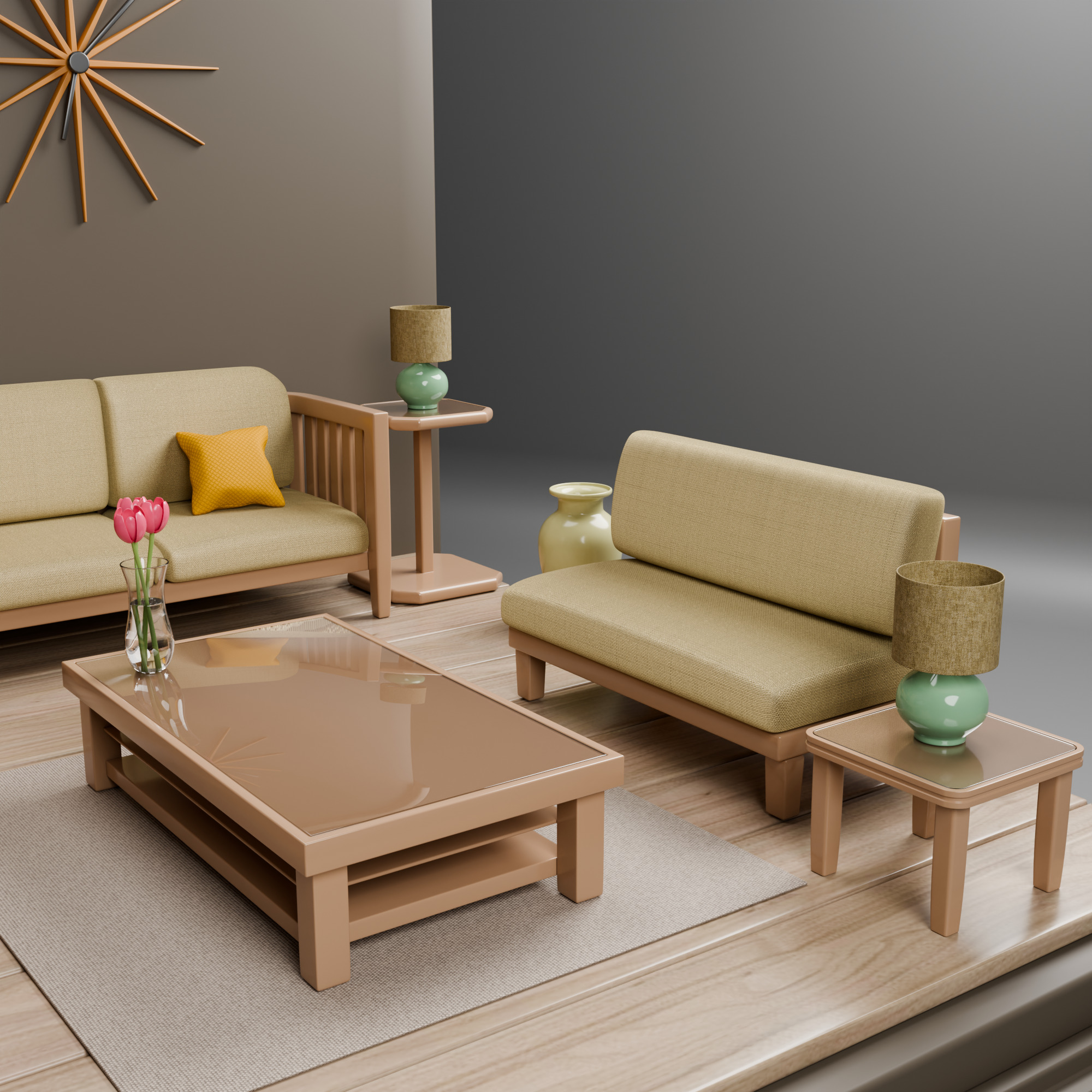 Isometric Cozy Living Room Low Poly 3D Scene Low-poly 3D model_11