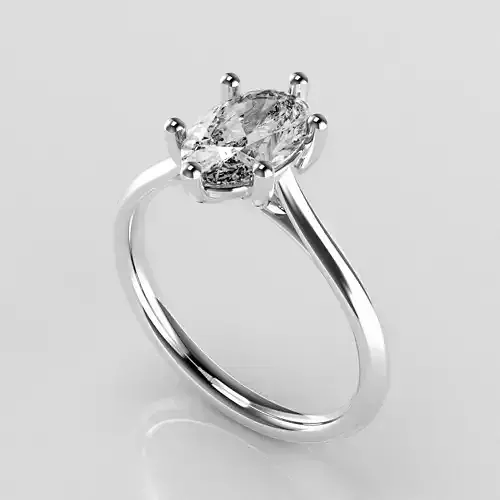 Classic Shoulder Solitaire Ring - Oval Shape - 120 ct points