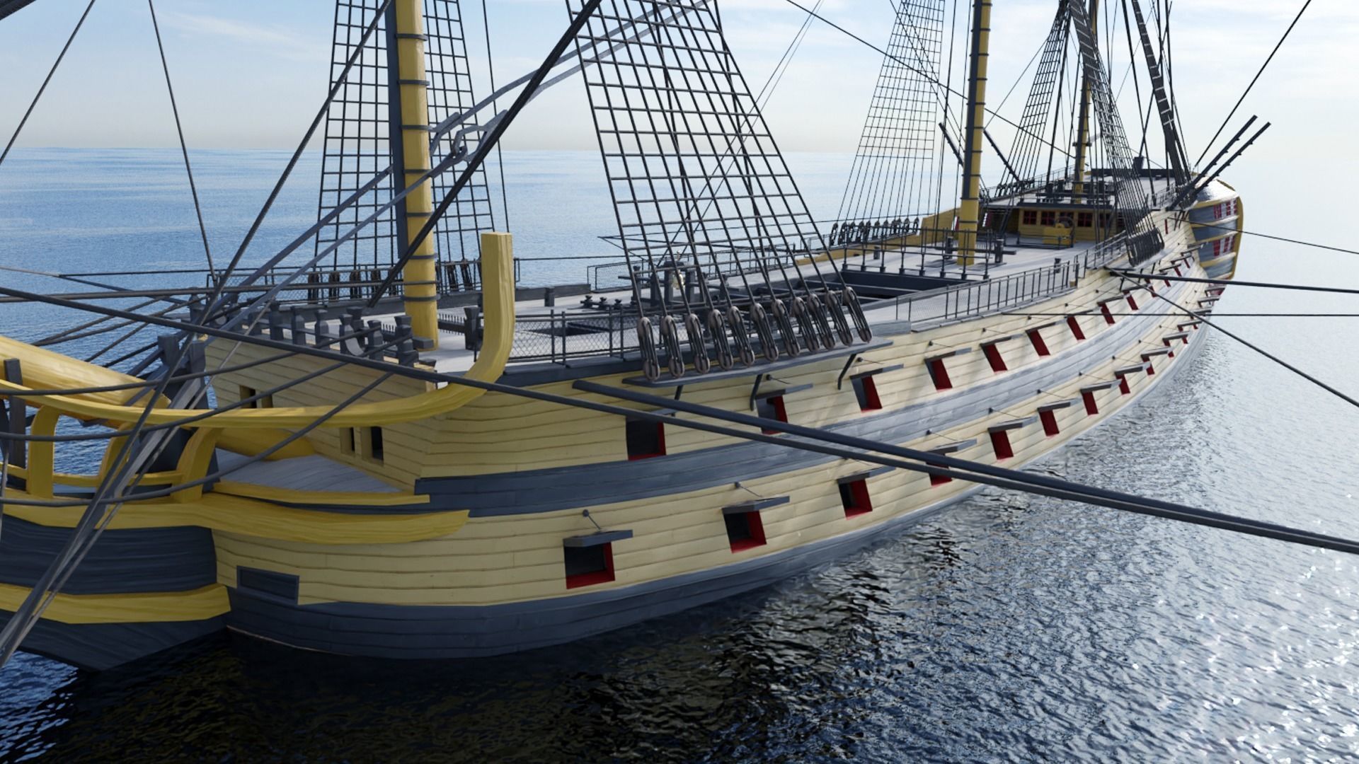 HMS Vanguard Sailing ship Low-poly 3D model_4