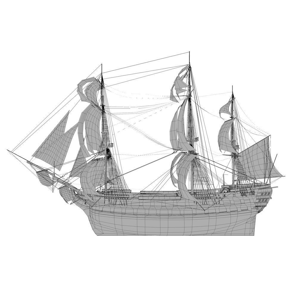 HMS Vanguard Sailing ship Low-poly 3D model_23