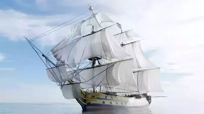 HMS Vanguard Sailing ship Low-poly 3D model