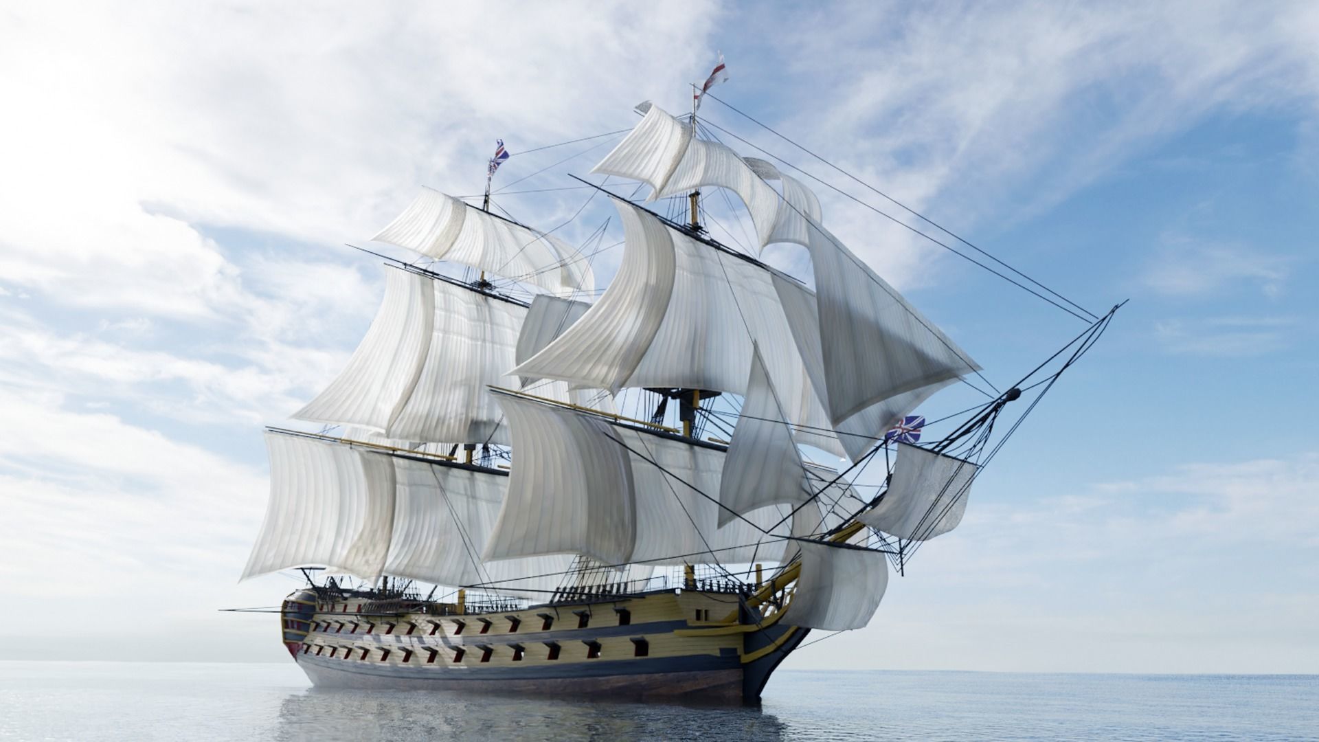 HMS Vanguard Sailing ship Low-poly 3D model_2