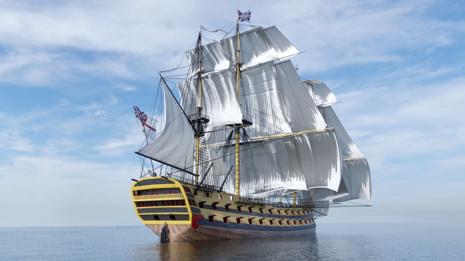 HMS Vanguard Sailing ship Low-poly 3D model_3