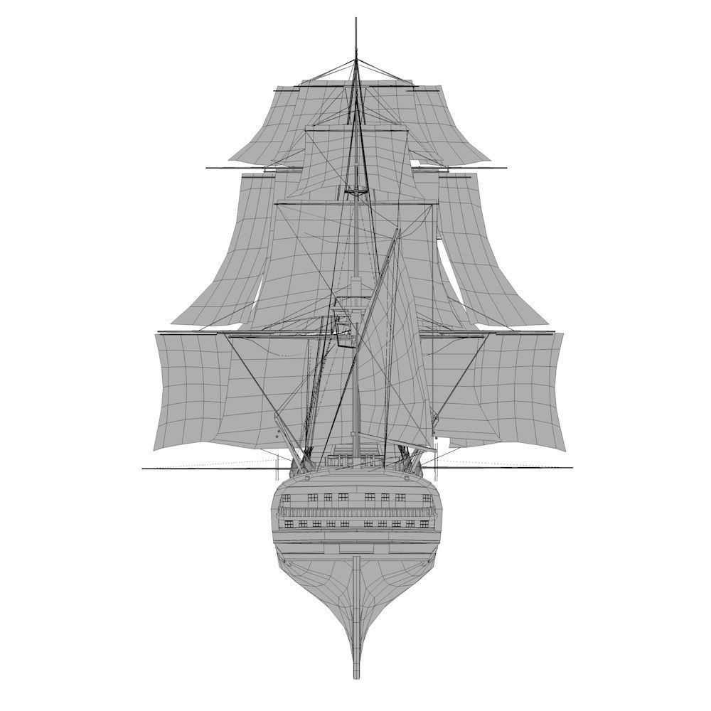 HMS Vanguard Sailing ship Low-poly 3D model_20