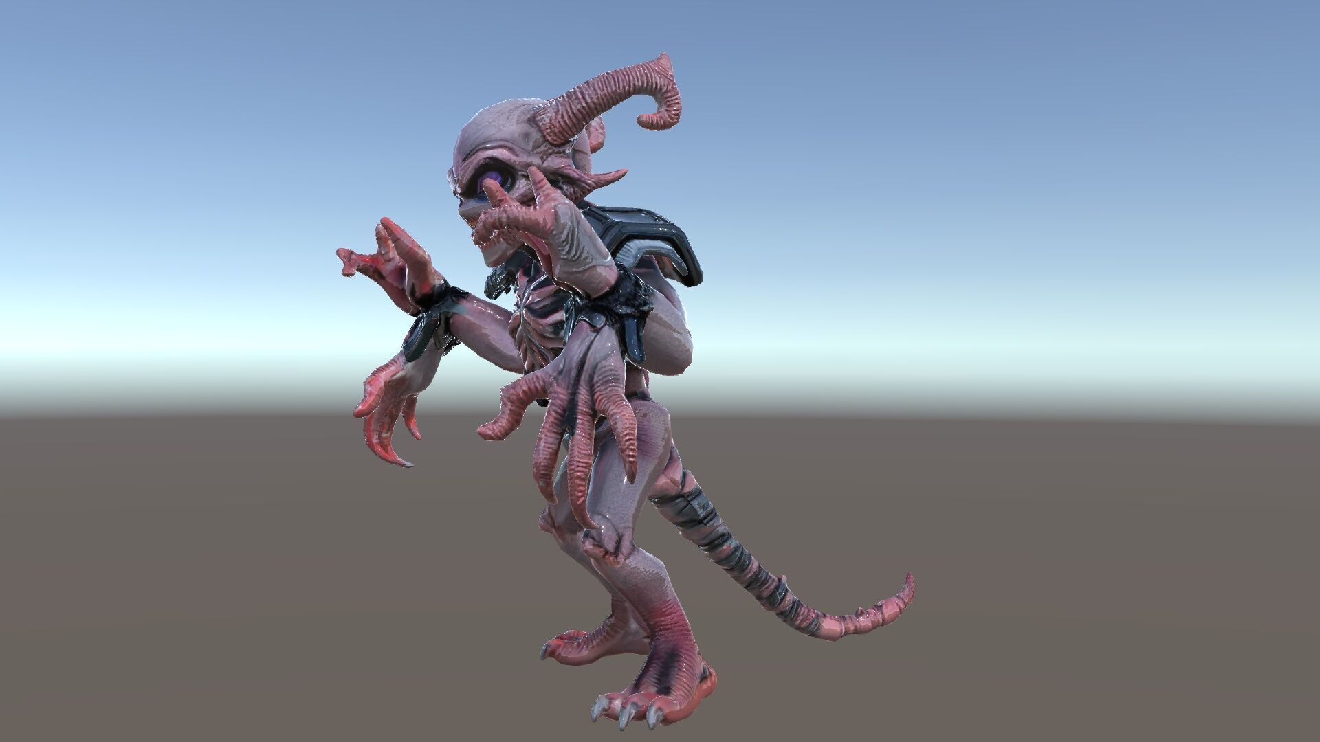 Demonic Warrior Horned Creature with Armor and Claws for Games Low-poly 3D model_11