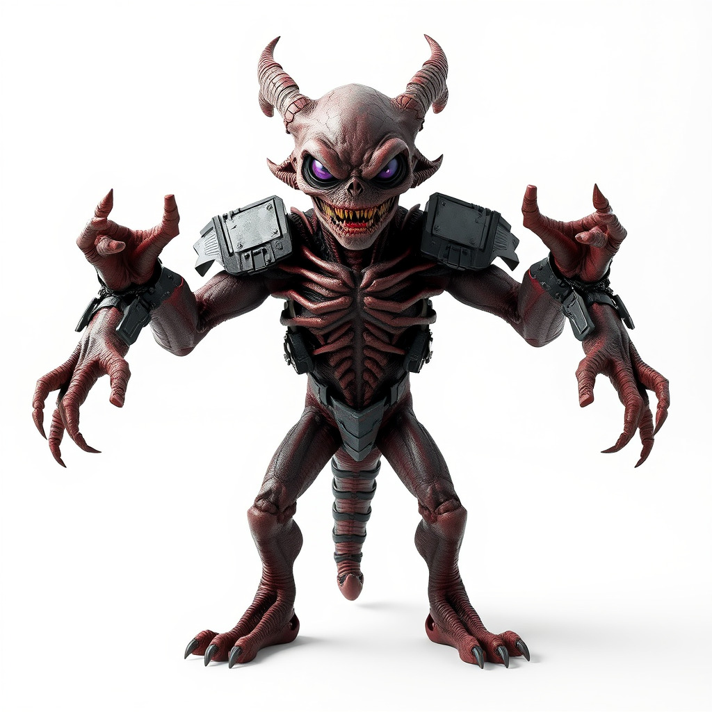 Demonic Warrior Horned Creature with Armor and Claws for Games Low-poly 3D model_2