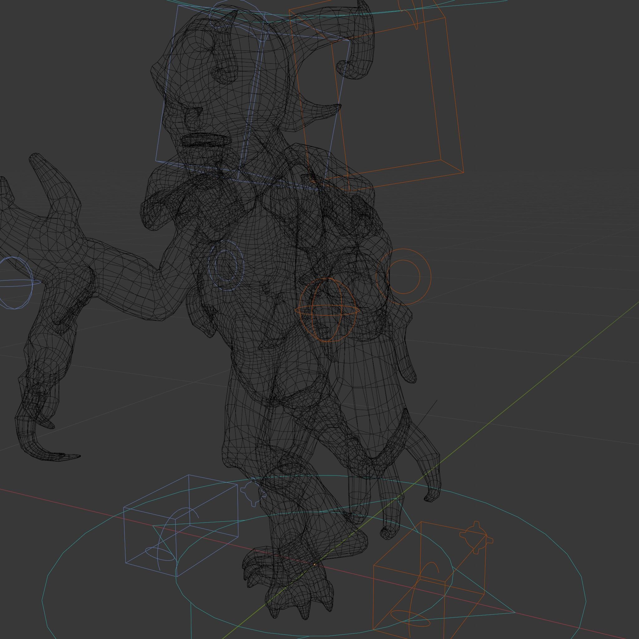 Demonic Warrior Horned Creature with Armor and Claws for Games Low-poly 3D model_28