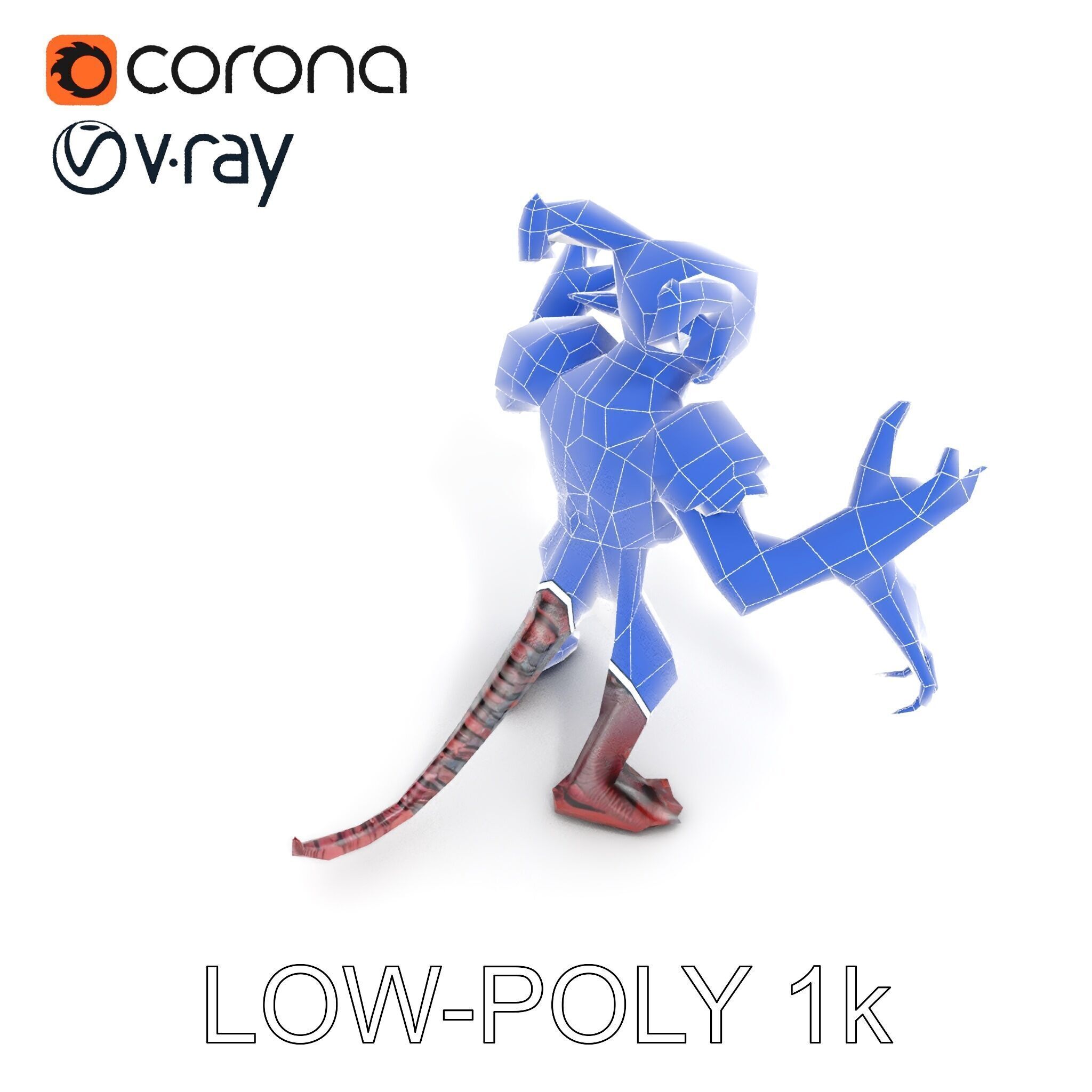 Demonic Warrior Horned Creature with Armor and Claws for Games Low-poly 3D model_35