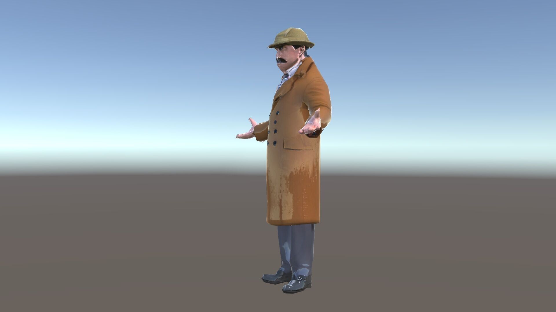 Detective Brown Coat Character Low Mid and High Poly D Model Low-poly 3D model_18