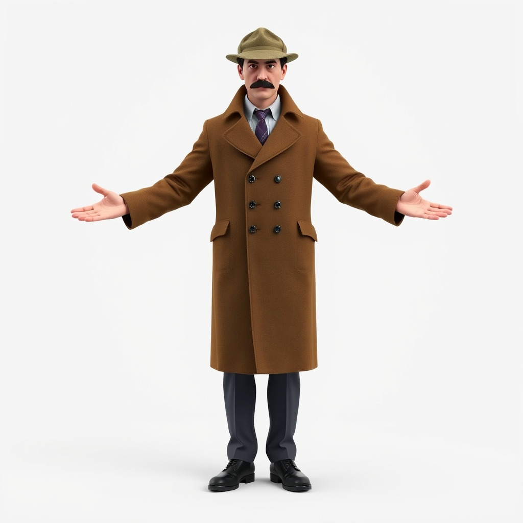 Detective Brown Coat Character Low Mid and High Poly D Model Low-poly 3D model_2