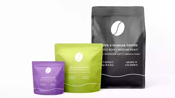 Coffee Bag Small Medium Large Low-poly 3D model