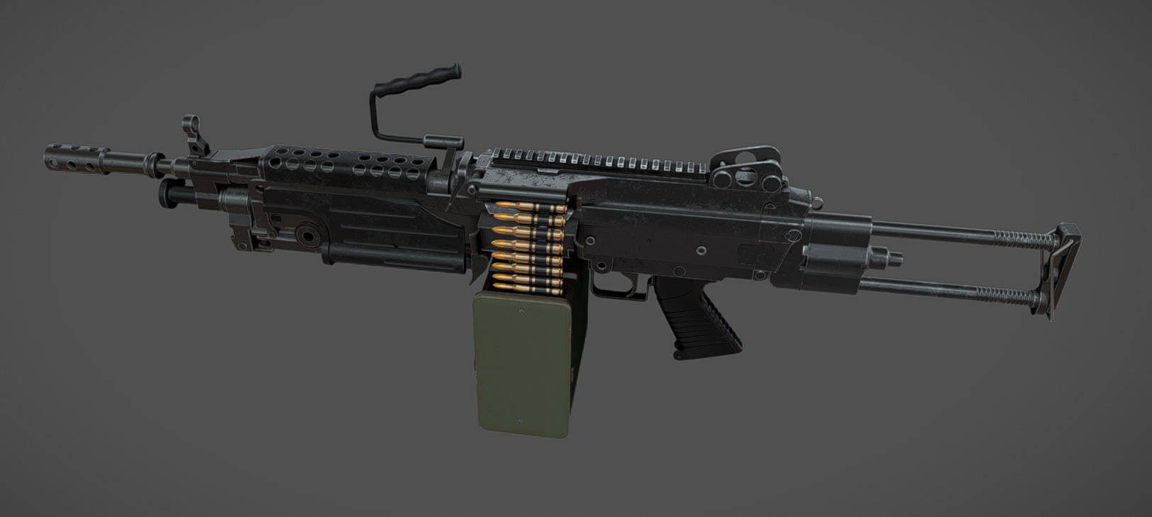 M249 SAW Low-poly 3D model_1