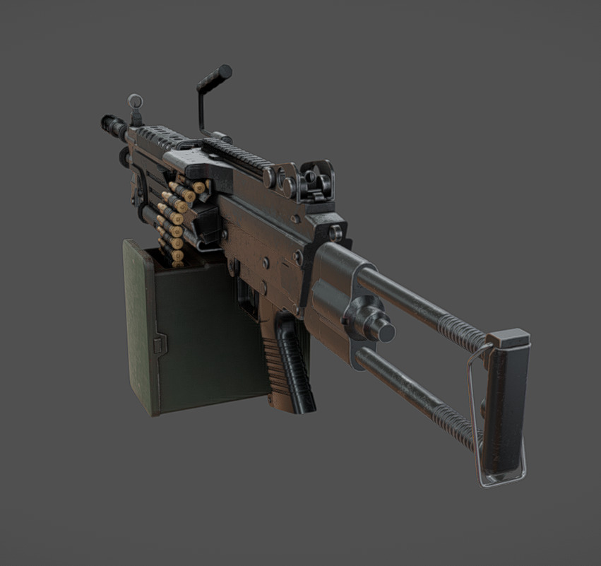 M249 SAW Low-poly 3D model_2