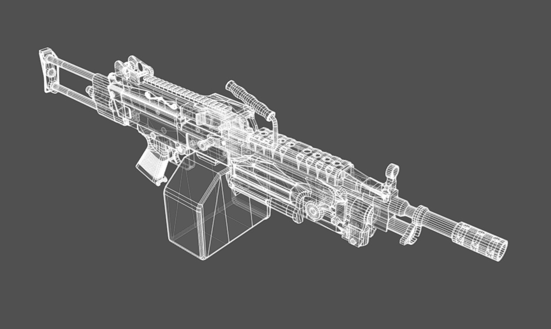 M249 SAW Low-poly 3D model_20