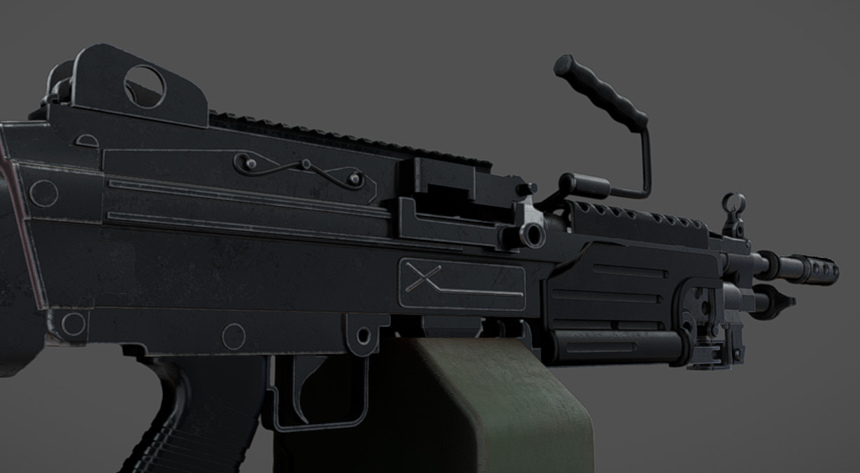 M249 SAW Low-poly 3D model_10