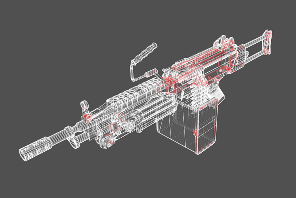 M249 SAW Low-poly 3D model_17