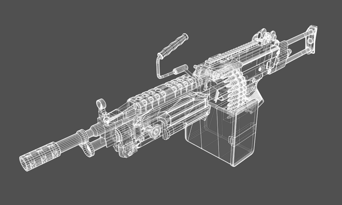 M249 SAW Low-poly 3D model_19