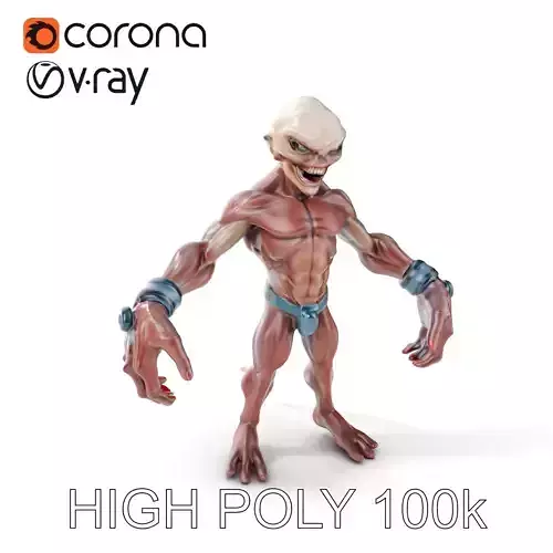 Ferocious Alien Warrior with Muscular Build for Games or Animation