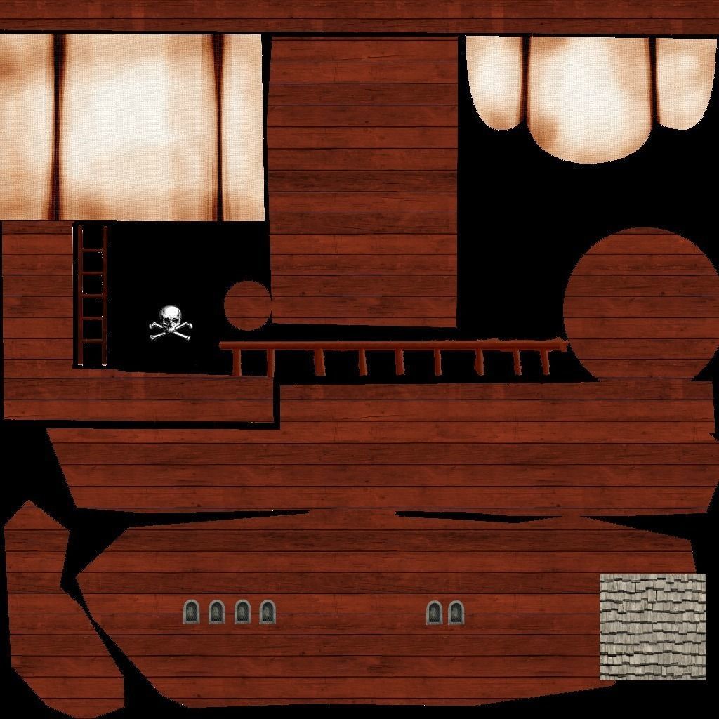 steamship wooden pirate ship Free 3D model_0