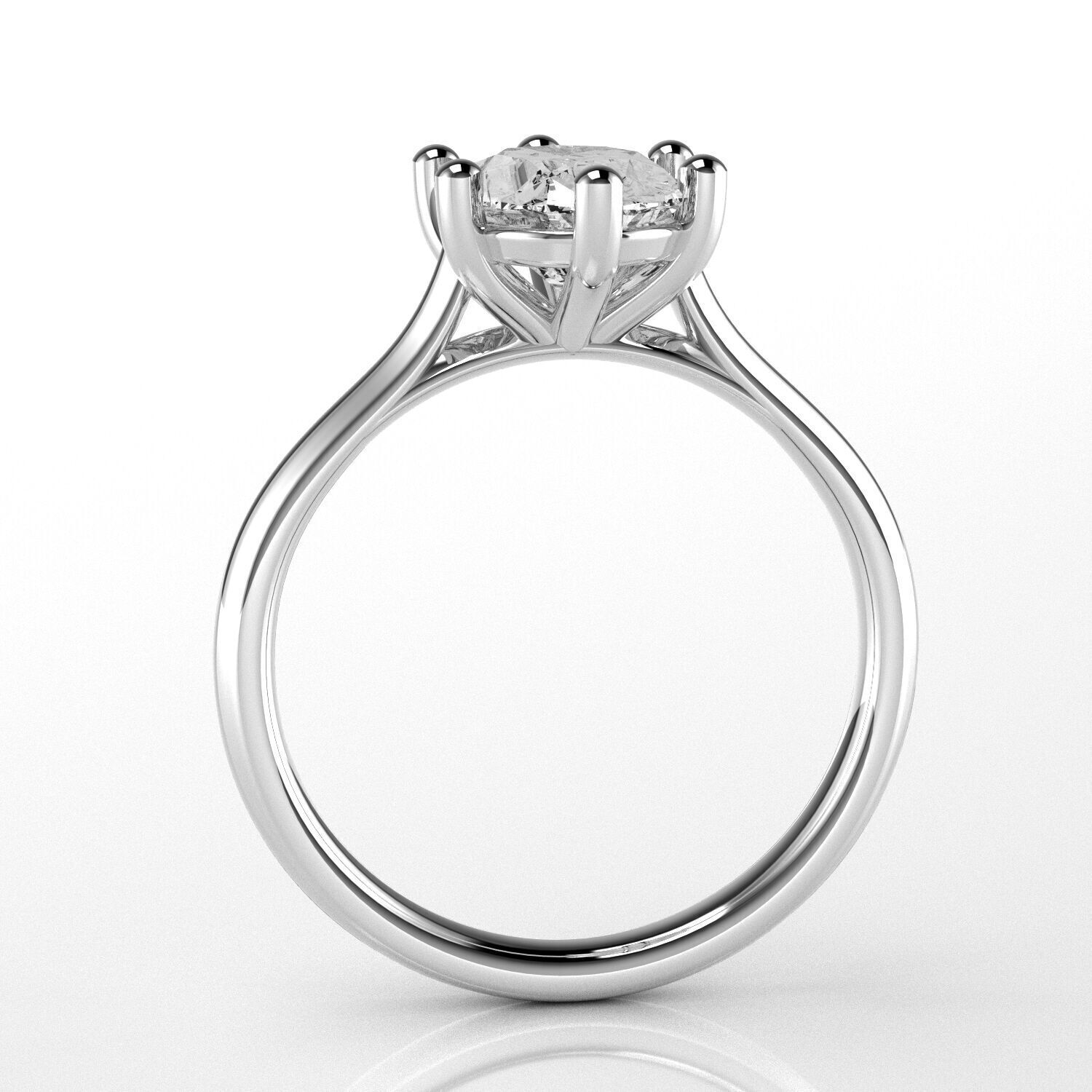 Classic Shoulder Solitaire Ring - Oval Shape - 150 ct points 3D print model_2