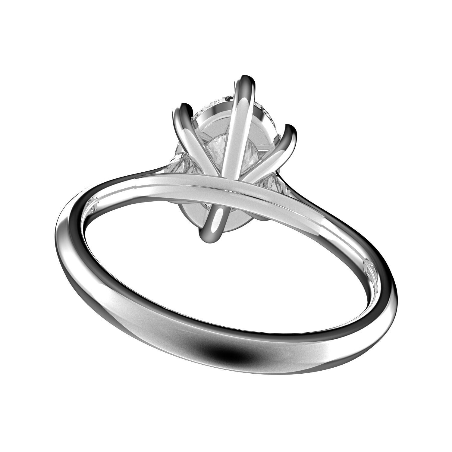 Classic Shoulder Solitaire Ring - Oval Shape - 150 ct points 3D print model_4