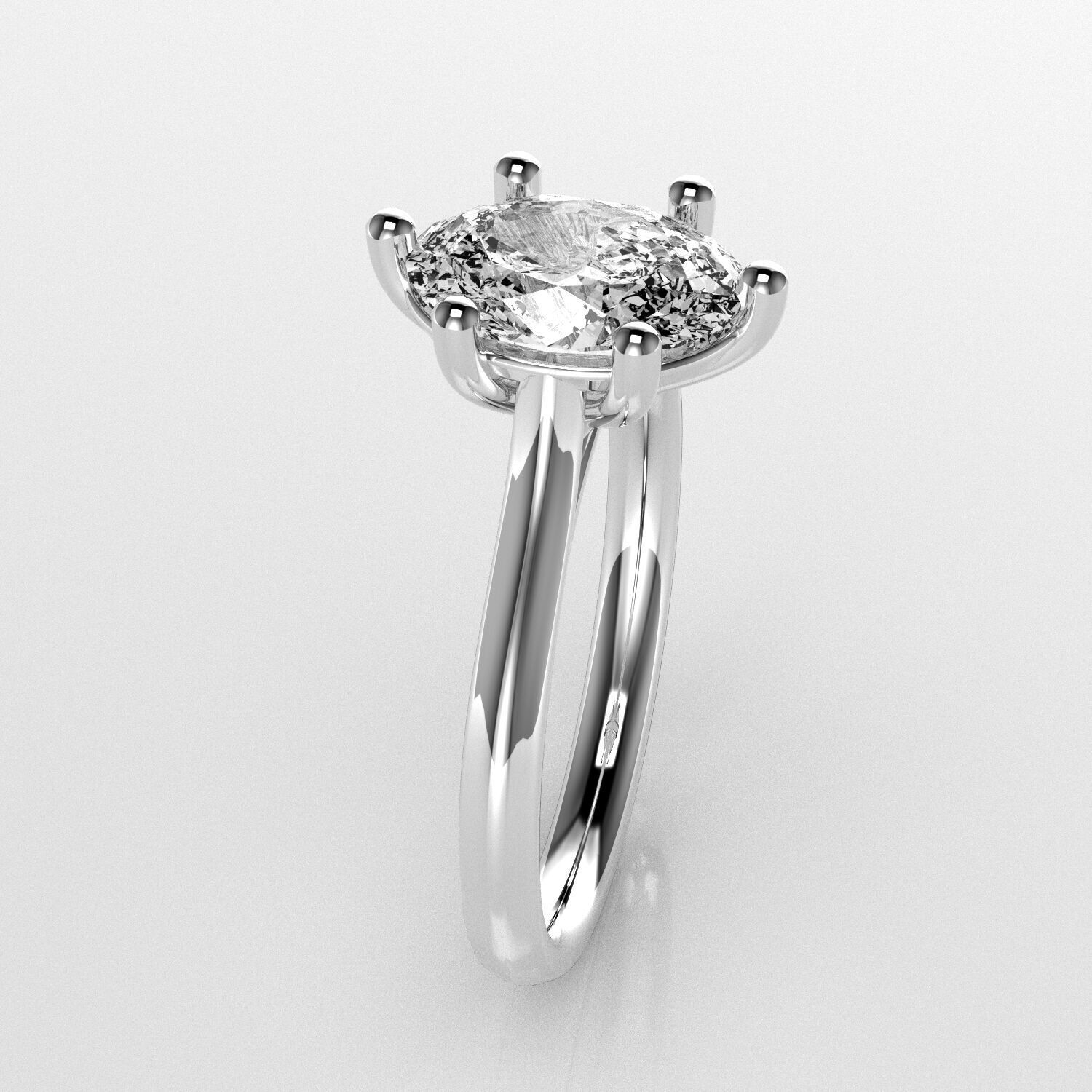 Classic Shoulder Solitaire Ring - Oval Shape - 150 ct points 3D print model_3