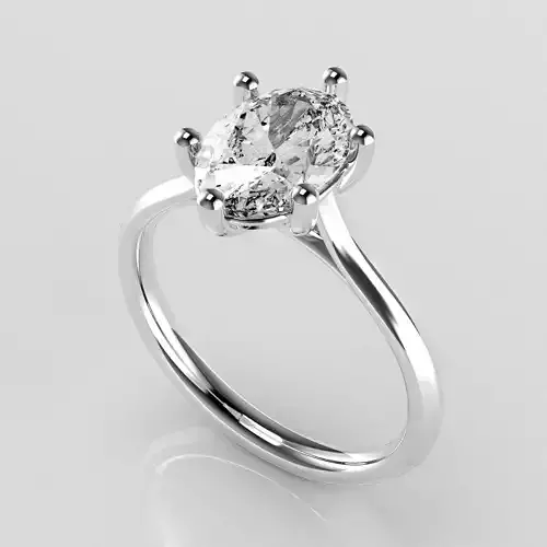 Classic Shoulder Solitaire Ring - Oval Shape - 150 ct points