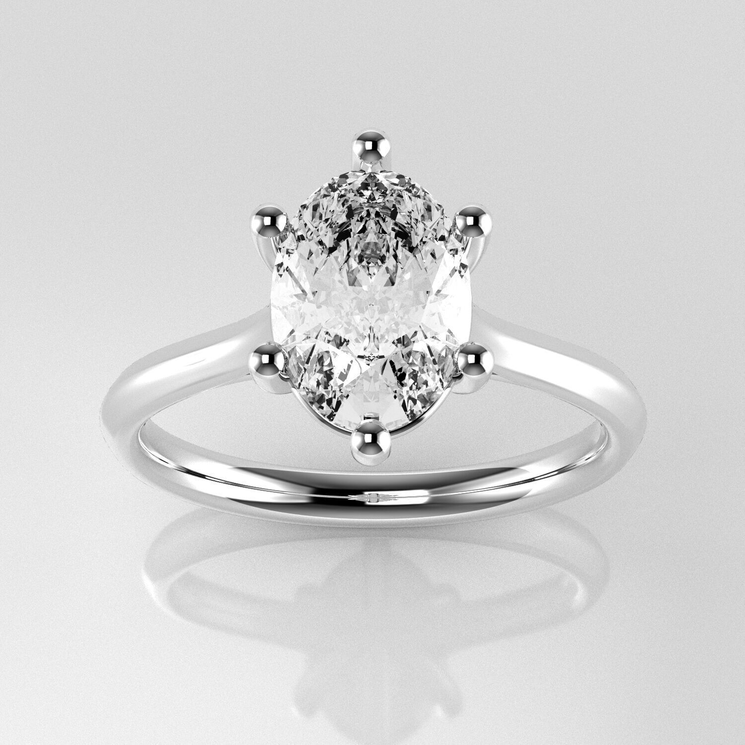 Classic Shoulder Solitaire Ring - Oval Shape - 150 ct points 3D print model_1