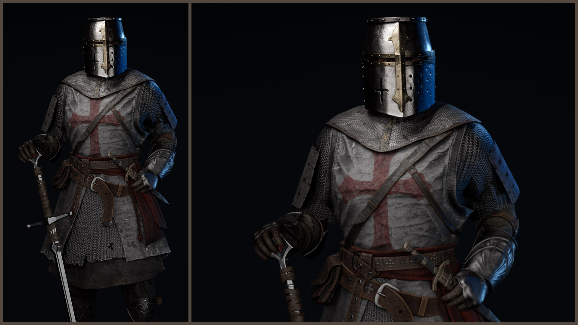 Knight 3 Templar - Modular model and Customization system Low-poly 3D model_7