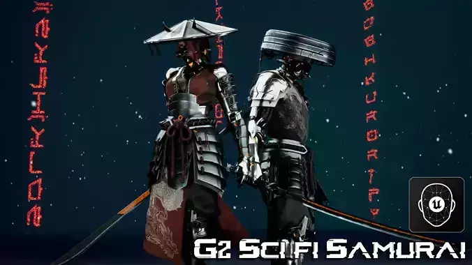 G2 Scifi Samurai Low-poly 3D model G2 Scifi Samurai Low-poly 3D model