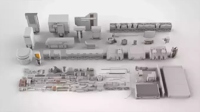 Sci-Fi architecture Elements collection 6 3D model
