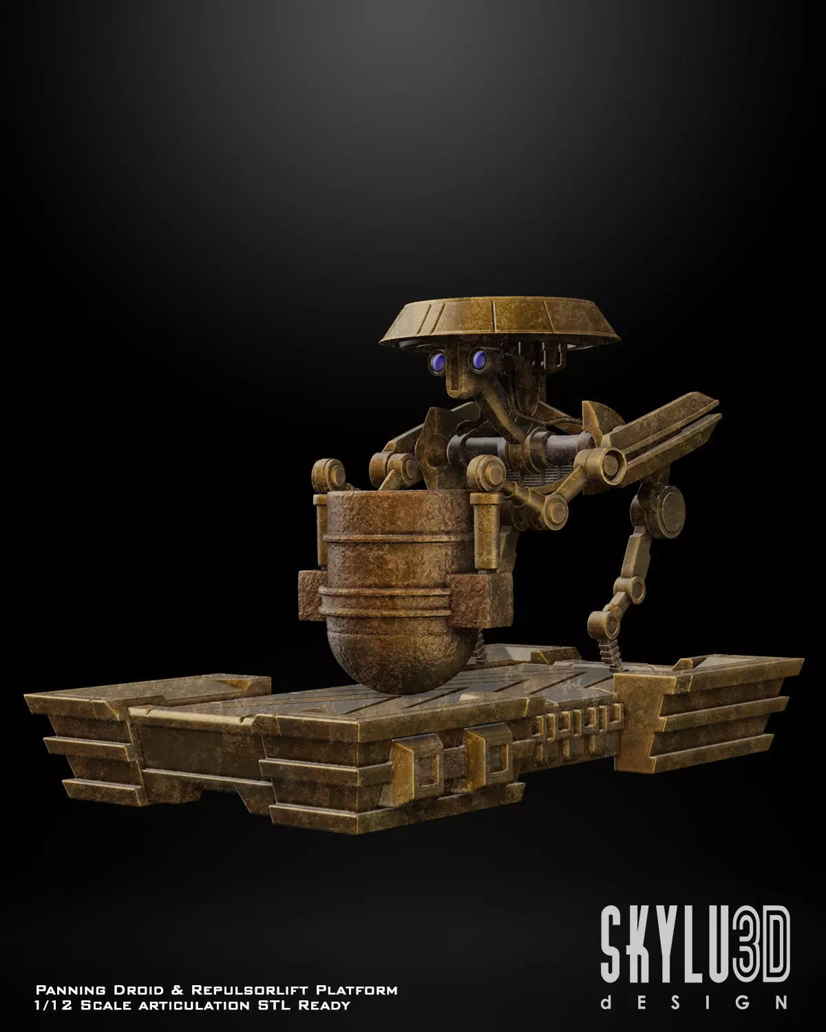 Panning Droid n Repulsorlift Platform One12 Scale Figure STL 3D print model_0
