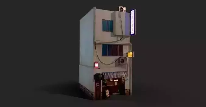 Realistic architecture house with air conditioning