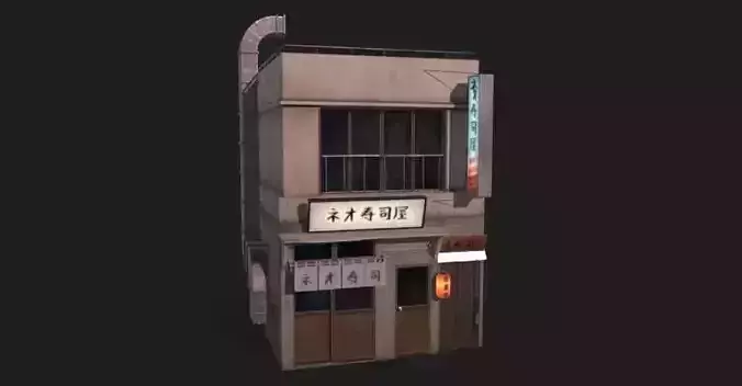 Realistic sushi restaurant architecture house