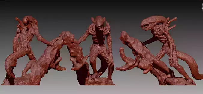 Xenomorph Alien warrior STL and OBJ