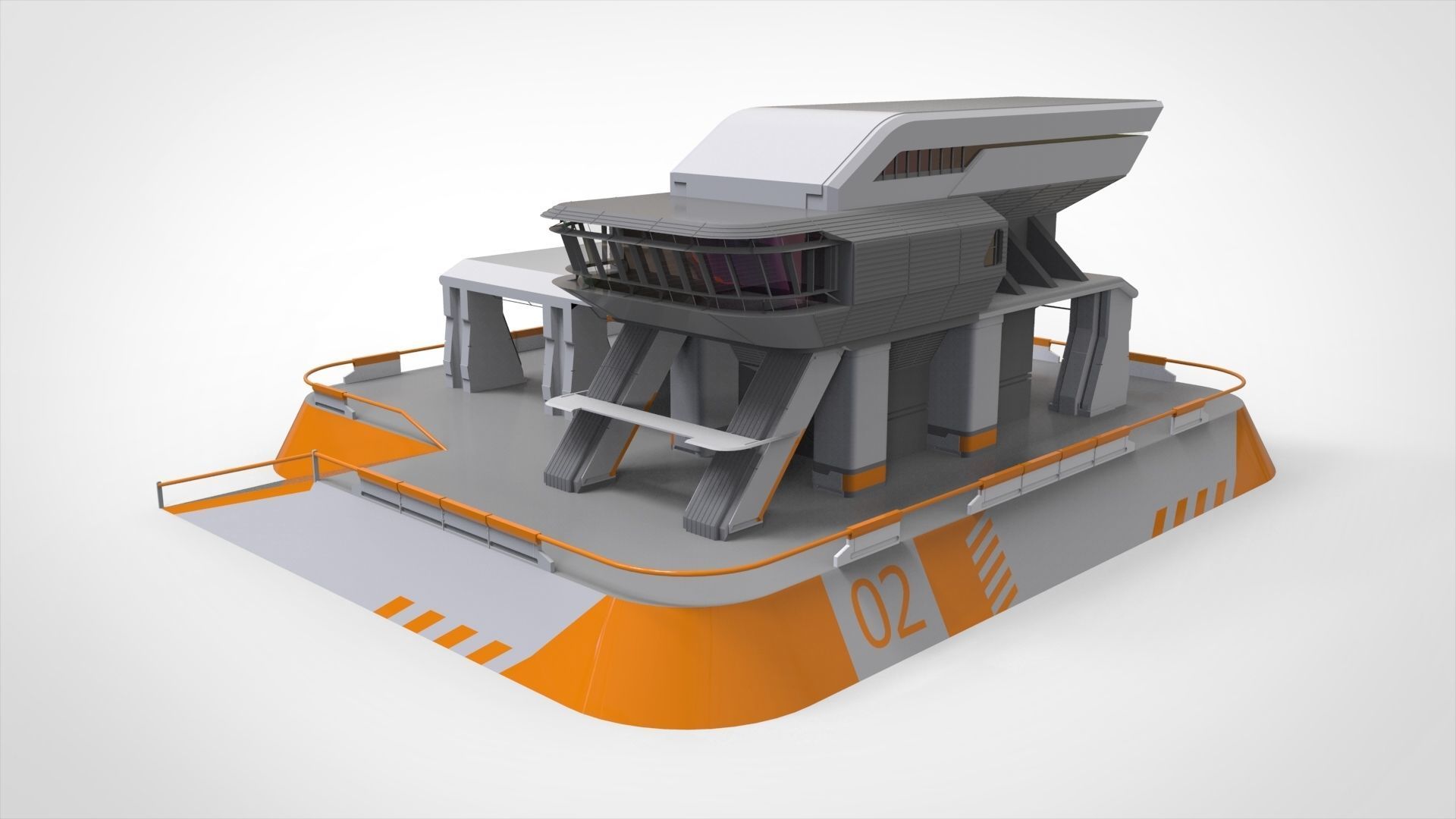 sci-fi architecture 3 3D model_2