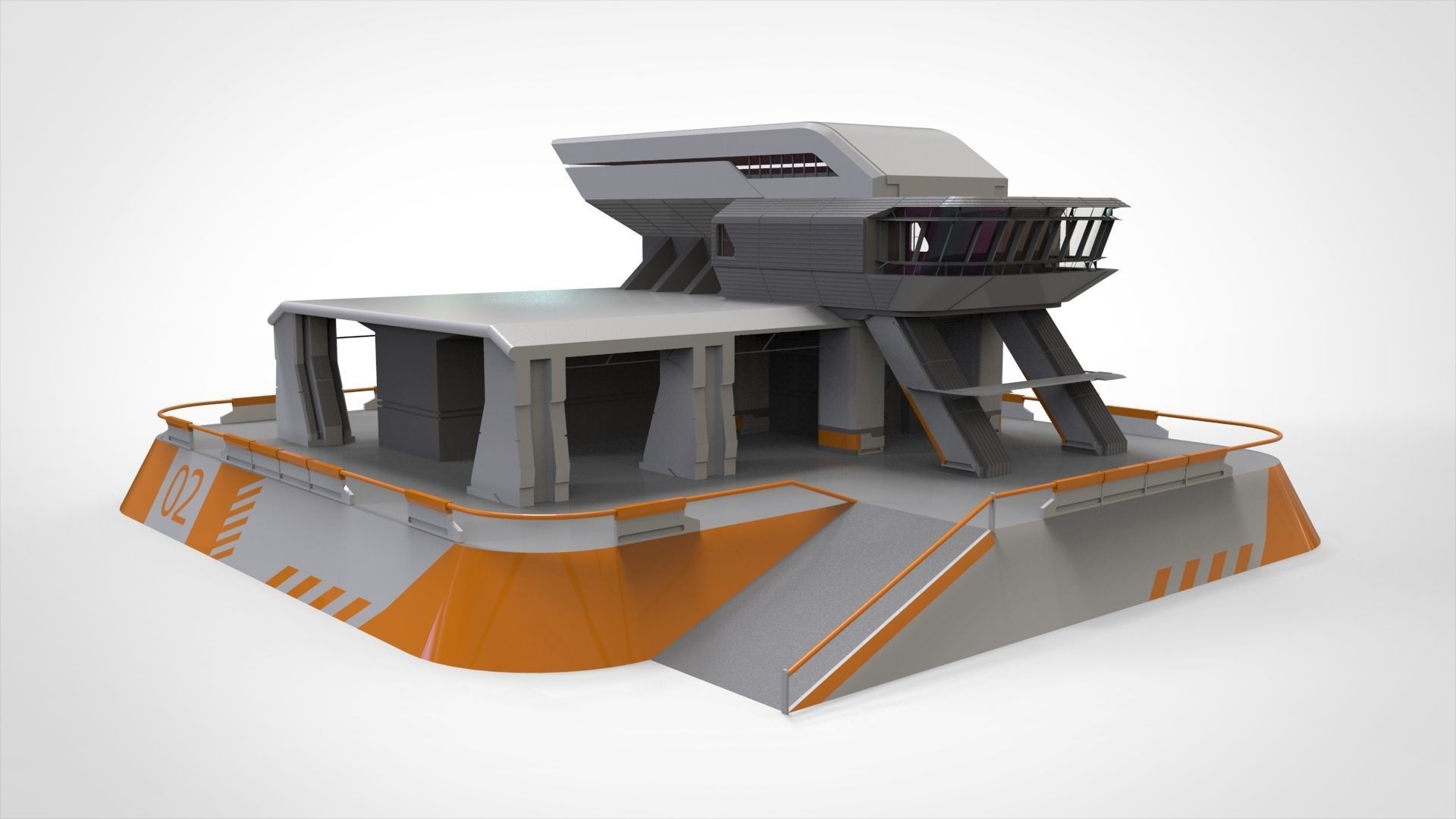 sci-fi architecture 3 3D model_7