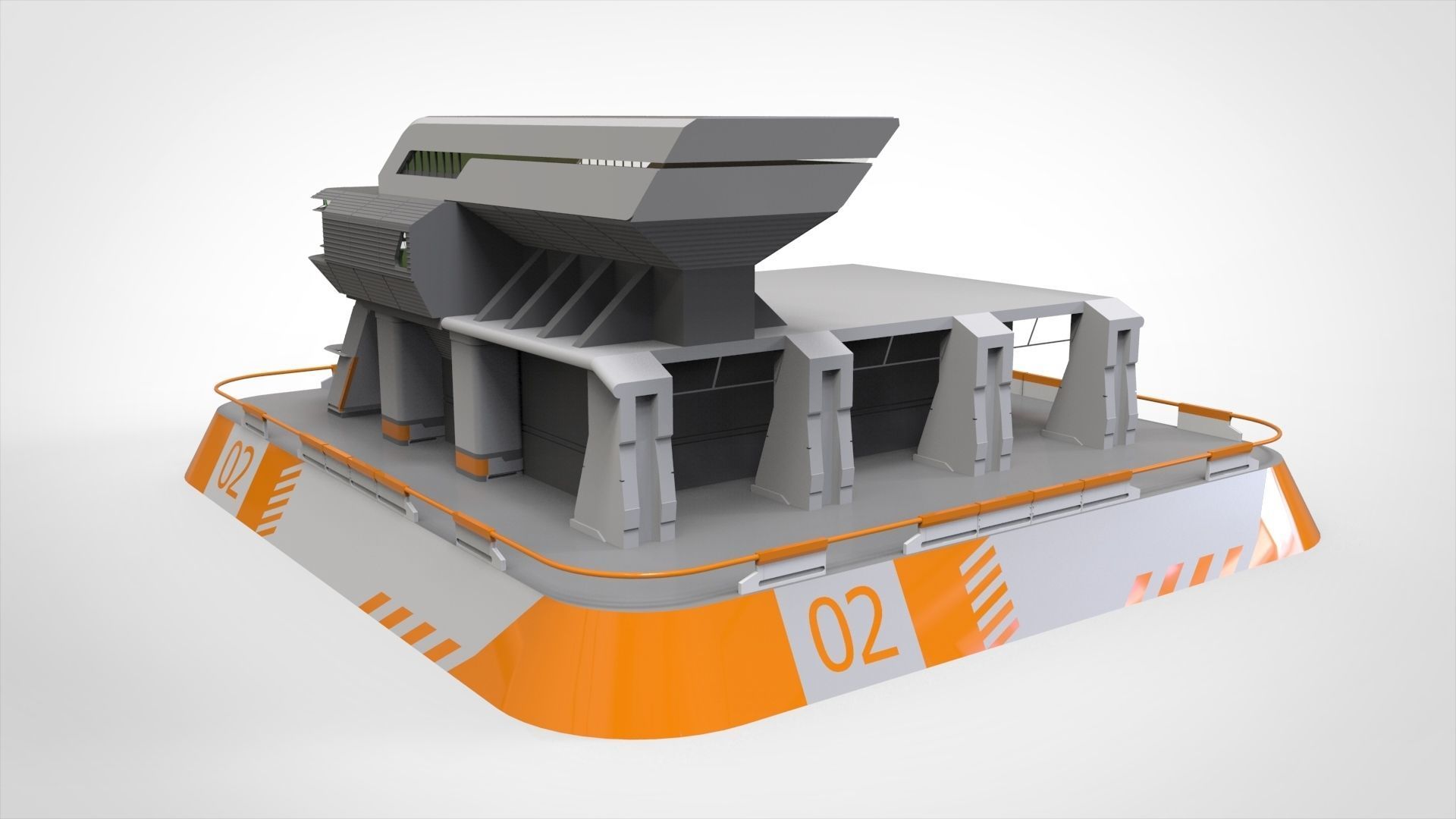 sci-fi architecture 3 3D model_4