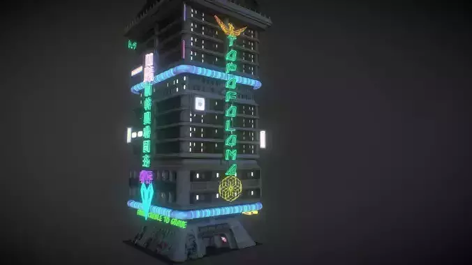 Cyber neon light atmosphere building house